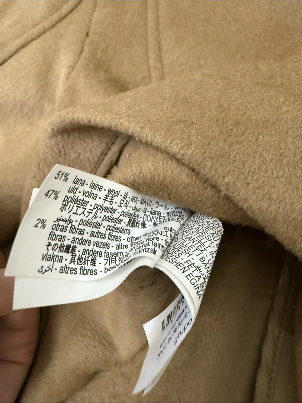 ZARA Girls Camel Wool Blend Double Breasted Peacoat Jacket Size 8-9